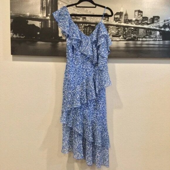 Alice + Olivia Olympia Silk Midi Dress Womens 8 Ethereal Whimsical Fairy Weeding - Picture 2 of 10